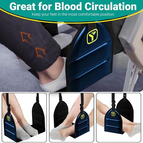 Airplane Foot Rest (PU Leather) Foot Hammock for Plane Travel Footrest with Memory Foam Foot and Heel Hammock Airplane Travel Accessories in Kuwait