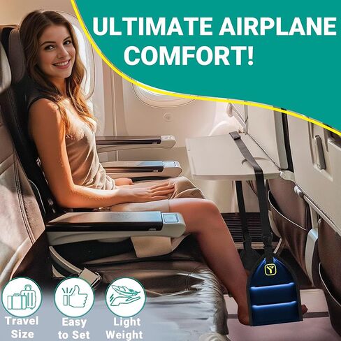 Airplane Foot Rest (PU Leather) Foot Hammock for Plane Travel Footrest with Memory Foam Foot and Heel Hammock Airplane Travel Accessories in Kuwait