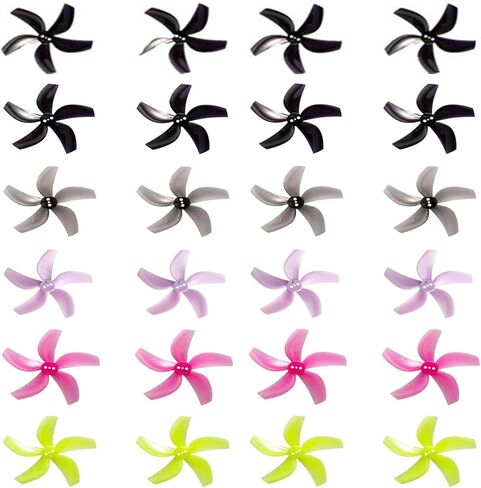 24 قطعة Gemfan D63 مروحية 63 مم 5 شفرات مع دعامات 2.5 بوصة فتحة 1.5 مم مراوح بدون طيار لسباقات RC FPV حرة، 5 ألوان Cinewhoop Ducted Drones in Kuwait