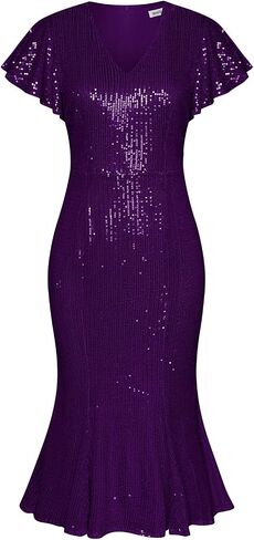 GRACE KARIN Women’s Formal Sequin Dress Cap Sleeve Elegant Mermaid Dress Glitter Sparkly Cocktail Party Dress with Belt in Saudi Arabia