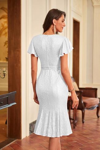 GRACE KARIN Women’s Formal Sequin Dress Cap Sleeve Elegant Mermaid Dress Glitter Sparkly Cocktail Party Dress with Belt in Saudi Arabia