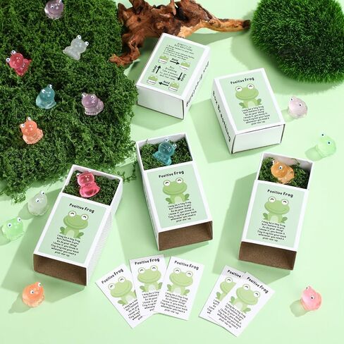 Mini Resin Figurines Matches Container Kit Christmas Thanksgiving Valentine's Day Miniatures for Crafts Luminous Figurines for Micro Landscape Ornament Set(36 Sets, Frog) in Saudi Arabia
