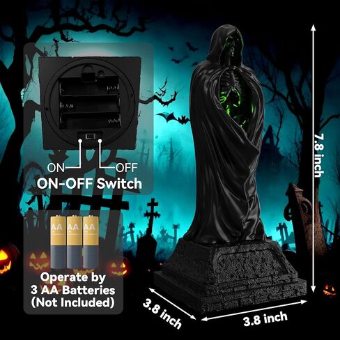 GonGoo Resin Halloween Ghost Decorations Indoor, Light Up Ghosts of Halloween Decorations, Cool Black Halloween Ghost Figure with Cape for Home Table Aesthetic Halloween Decor in Saudi Arabia