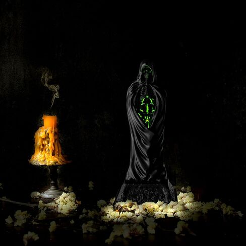 GonGoo Resin Halloween Ghost Decorations Indoor, Light Up Ghosts of Halloween Decorations, Cool Black Halloween Ghost Figure with Cape for Home Table Aesthetic Halloween Decor in Saudi Arabia
