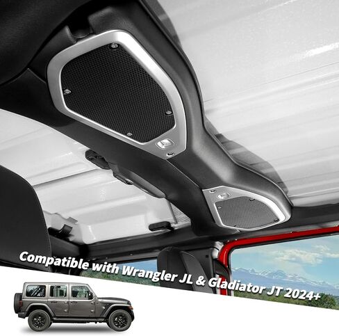 Jimen for JL/JT Speaker Cover, 4PCS A Pillar Speaker & Roof Top Speaker Trim Cover Interior Accessories Compatible with Jeep Wrangler JL JLU & Jeep Gladiator JT 2024+ (Red Carbon Fiber) in Saudi Arabia