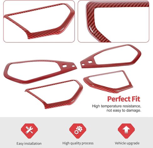 Jimen for JL/JT Speaker Cover, 4PCS A Pillar Speaker & Roof Top Speaker Trim Cover Interior Accessories Compatible with Jeep Wrangler JL JLU & Jeep Gladiator JT 2024+ (Red Carbon Fiber) in Saudi Arabia