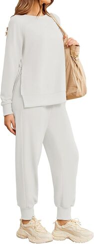 Womens 2 Piece Outfit Tracksuits Fall Long Sleeve Side Zipper Sweatshirt Sweatpants 2024 Casual Lounge Sets in Saudi Arabia