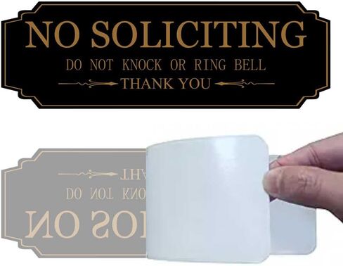 Small No Soliciting Sign for House,Thick Acrylic Self-Adhesive Modern Design Door Sign,6 × 2 Inch,Perfect for Home Office Front Doors,Walls,Windows,Doorbell (Brown) in Saudi Arabia