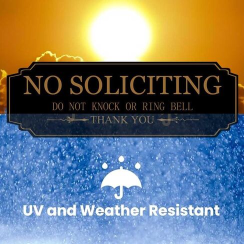 Small No Soliciting Sign for House,Thick Acrylic Self-Adhesive Modern Design Door Sign,6 × 2 Inch,Perfect for Home Office Front Doors,Walls,Windows,Doorbell (Brown) in Saudi Arabia