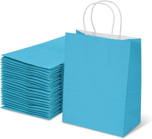TOWRAP Small White Paper Bags 100Pcs 5.25x3.75x8 Inch Gift Bags with Handles Bulk,Party Bags, Shopping Bags,Retail Bags,Merchandise Bags,Favor Bags,Business Bags in Kuwait