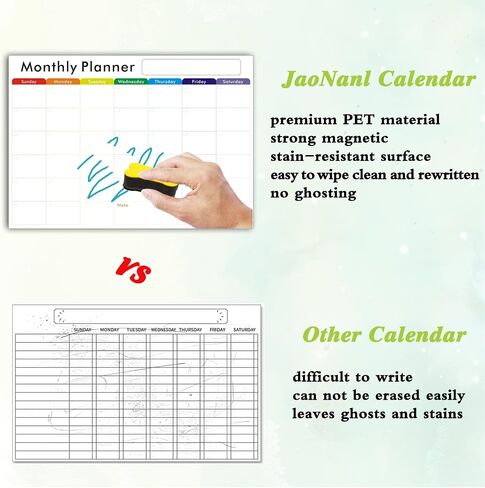 Magnetic Dry Erase Calendar Set for Fridge, Resuable Monthly, Weekly Refrigerator Planner Whiteboard with 4 Markers and Eraser, 11.4x16 Inches Kitchen Schedule Calendar for Family in Saudi Arabia