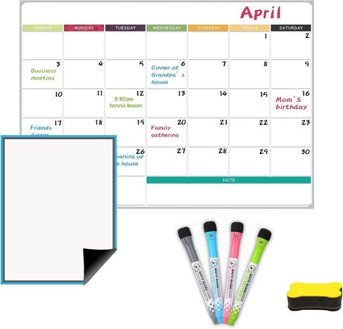 Magnetic Dry Erase Calendar Set for Fridge, Resuable Monthly, Weekly Refrigerator Planner Whiteboard with 4 Markers and Eraser, 11.4x16 Inches Kitchen Schedule Calendar for Family in Saudi Arabia