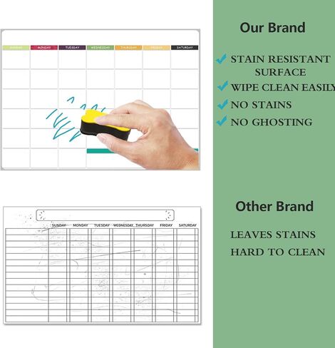Magnetic Dry Erase Calendar Set for Fridge, Resuable Monthly, Weekly Refrigerator Planner Whiteboard with 4 Markers and Eraser, 11.4x16 Inches Kitchen Schedule Calendar for Family in Saudi Arabia