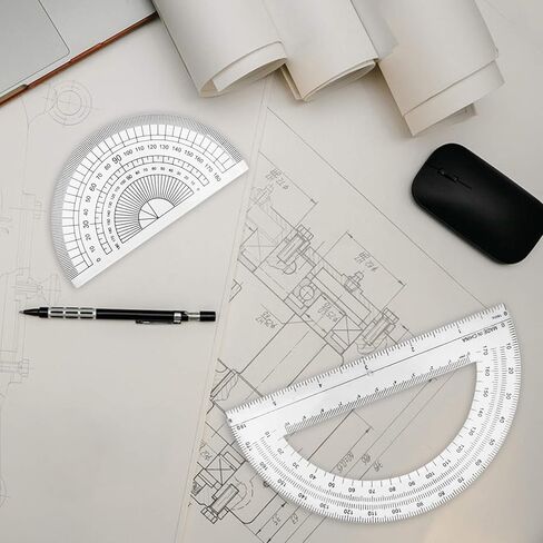 مجموعة من 4 منقلات بلاستيكية، منقلة الرياضيات داكوان 180 درجة، 4 بوصة و6 بوصة، شفافة in Kuwait