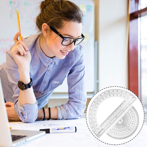 مجموعة من 4 منقلات بلاستيكية، منقلة الرياضيات داكوان 180 درجة، 4 بوصة و6 بوصة، شفافة in Kuwait