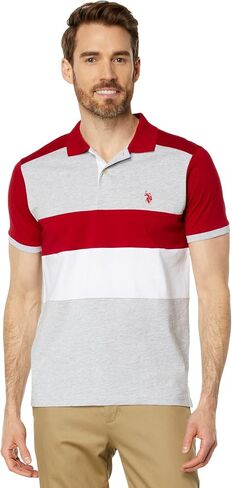 U.S. Polo Assn. Slim Fit Chest Stripe Color-Block Polo in Saudi Arabia