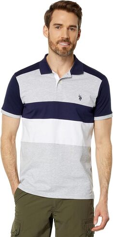 U.S. Polo Assn. Slim Fit Chest Stripe Color-Block Polo in Saudi Arabia