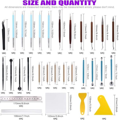 Swpeet 22Pcs Modeling Clay Sculpting Tools Kits, Ball Stylus Tool, Clay Scarper, Acrylic Backing Board Essential Wooden Sculpting Clay Tools Combination for Pottery Modeling, Smoothing in Saudi Arabia