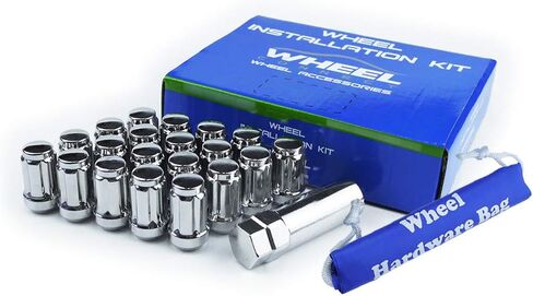 WHEEL CONNECT Spline Lug Nuts, Acorn for Conical Seat. 12X1.25, Thread, Set of 20 with 1 Key and 1 Storage bag, for Aftermarket Custom Tuner Wheel, Chrome Finish.M12 X 1.25 in Kuwait