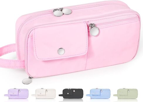 Sooez Large Capacity Pencil Case with Premium Soft-touch Fabric, Aesthetic Pencil Pouch with Shiny Metallic Zipper, Soft Pencil Bag Stationery Organizer, Simple & Portable School Supplies for Girls in Saudi Arabia