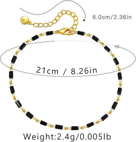 Black Crystal Beads Ankle Bracelet Boho Beads Chain Satellite Anklet Summer Beach Glass Beads Ankle Chain Barefoot Sandal Foot Jewelry for Women in Kuwait
