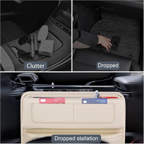 منظم حشو فجوات مقعد السيارة مع جل منظف، مقعد أمامي منظم جلدي قابل للتعديل مع فتحتين لكابل USB، حشو فجوات مقعد السيارة العالمي، صندوق تخزين مقعد السيارة للهاتف والمفاتيح والنظارات in Kuwait