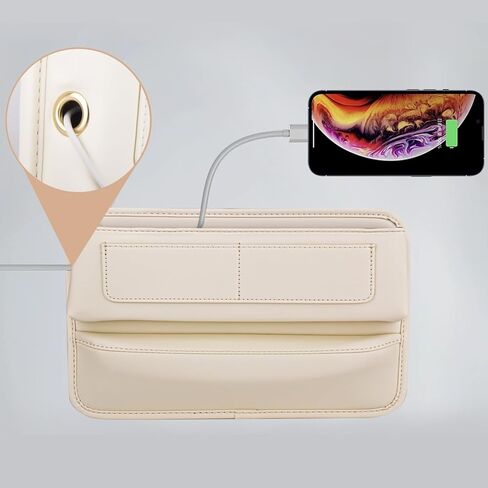 منظم حشو فجوات مقعد السيارة مع جل منظف، مقعد أمامي منظم جلدي قابل للتعديل مع فتحتين لكابل USB، حشو فجوات مقعد السيارة العالمي، صندوق تخزين مقعد السيارة للهاتف والمفاتيح والنظارات in Kuwait