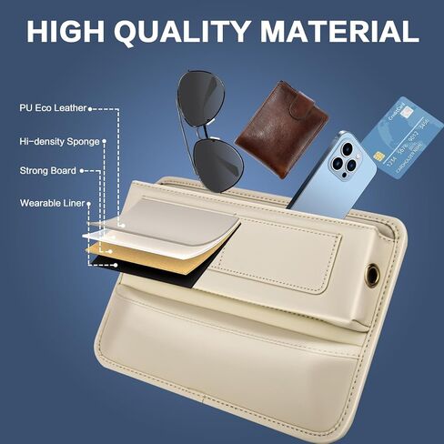 منظم حشو فجوات مقعد السيارة مع جل منظف، مقعد أمامي منظم جلدي قابل للتعديل مع فتحتين لكابل USB، حشو فجوات مقعد السيارة العالمي، صندوق تخزين مقعد السيارة للهاتف والمفاتيح والنظارات in Kuwait