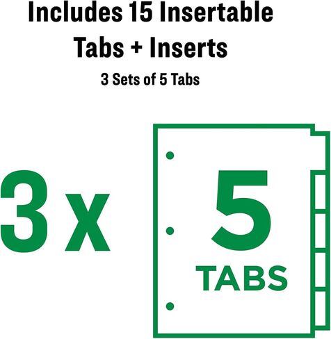 Office Essentials 5 Tab Insertable Dividers for 3 Ring Binders, Clear Tabs, 3 Sets (21887) in Saudi Arabia