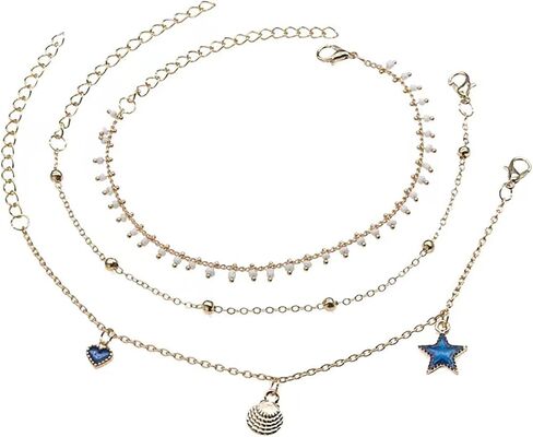 Ankle Bracelets for Women14k Gold/Sterling Silver cross Anklet Multi-Layered Rhinestone Fashion Delicate Beach Anklet Adjustable Anklet Ladies Birthday Jewelry Gift in Saudi Arabia