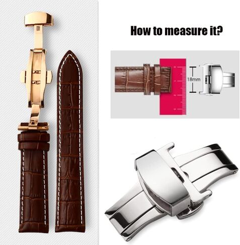 Stainless Steel Deployment Clasp Silver/Gold/Black/Rose Gold Watch Band Leather silicone watch strap Buckle Color&Width (18mm,20mm,22mm) in Saudi Arabia