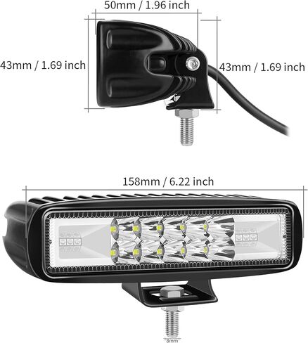 شريط إضاءة LED أبيض وأخضر مقاس 6 بوصات، ضوء قيادة كومبو شعاع ستروب، 12 فولت 24 فولت دراجة نارية بيك اب ATV شاحنة جرار العمل أضواء الضباب بقعة مساعدة (حزمة من 2) in Kuwait