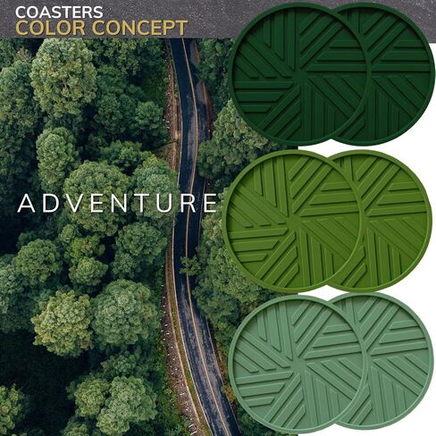 Blue Coasters Set - 6 Pack - Silicone Drink Coasters - Protection Furniture, Blue Home Decor Coffee Table Modern Minimalist Elegant Navy Pattern - Coastal Round 4" Housewarming Gifts in Kuwait