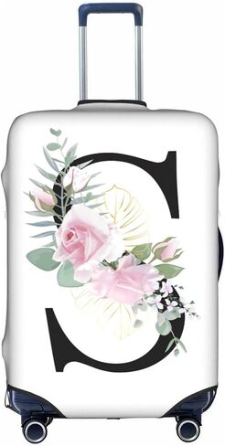 Flower Lette S White Luggage Cover Elastic Washable Stretch Suitcase Protector Anti-Scratch Travel Suitcase Cover for Kid and Adult S (18-21 inch suitcase) in Saudi Arabia