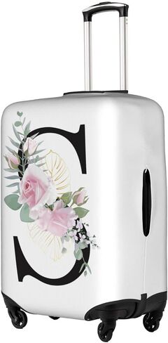 Flower Lette S White Luggage Cover Elastic Washable Stretch Suitcase Protector Anti-Scratch Travel Suitcase Cover for Kid and Adult S (18-21 inch suitcase) in Saudi Arabia