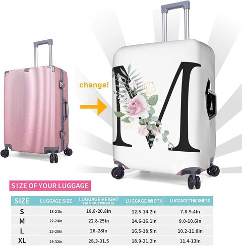 Flower Lette S White Luggage Cover Elastic Washable Stretch Suitcase Protector Anti-Scratch Travel Suitcase Cover for Kid and Adult S (18-21 inch suitcase) in Saudi Arabia
