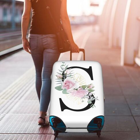 Flower Lette S White Luggage Cover Elastic Washable Stretch Suitcase Protector Anti-Scratch Travel Suitcase Cover for Kid and Adult S (18-21 inch suitcase) in Saudi Arabia