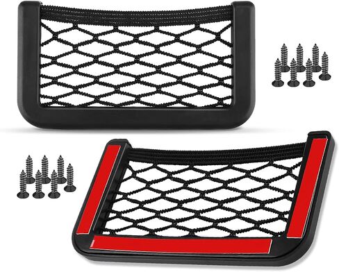 Car Storage Organizer, DDSKY 2-Pack Universal Car String Bag Car Seat Side Storage, 6 X 3.2 Net Bag Mesh Pocket Organizer Stick-on for Purse Bag Phone in Saudi Arabia
