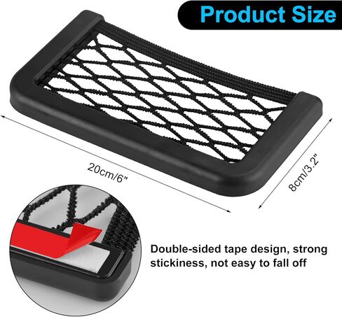 Car Storage Organizer, DDSKY 2-Pack Universal Car String Bag Car Seat Side Storage, 6 X 3.2 Net Bag Mesh Pocket Organizer Stick-on for Purse Bag Phone in Saudi Arabia