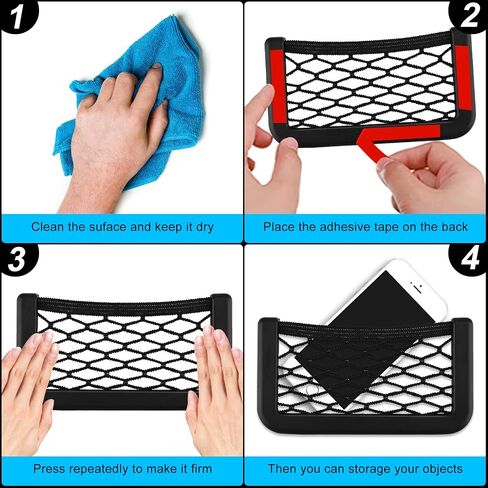 Car Storage Organizer, DDSKY 2-Pack Universal Car String Bag Car Seat Side Storage, 6 X 3.2 Net Bag Mesh Pocket Organizer Stick-on for Purse Bag Phone in Saudi Arabia