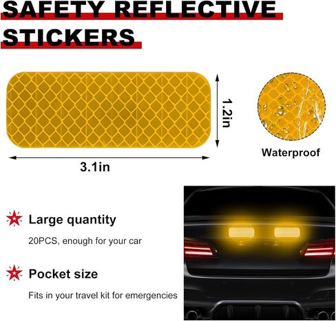 20 PCS Car Powerful Reflective Decal, PET Night Visibility Reflective Sticker, Waterproof Warning Reflective Stickers Fit for Most Cars/SUVs/Trucks, Car Accessories (Blue) in Saudi Arabia
