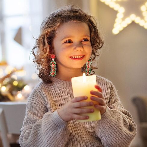 Beaded Christmas Earrings for Women MERRY BRIGHT MERRY CHRISTMAS Drop Dangle Earrings in Saudi Arabia