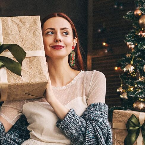 Beaded Christmas Earrings for Women MERRY BRIGHT MERRY CHRISTMAS Drop Dangle Earrings in Saudi Arabia