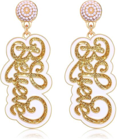 Beaded Christmas Earrings for Women MERRY BRIGHT MERRY CHRISTMAS Drop Dangle Earrings in Saudi Arabia