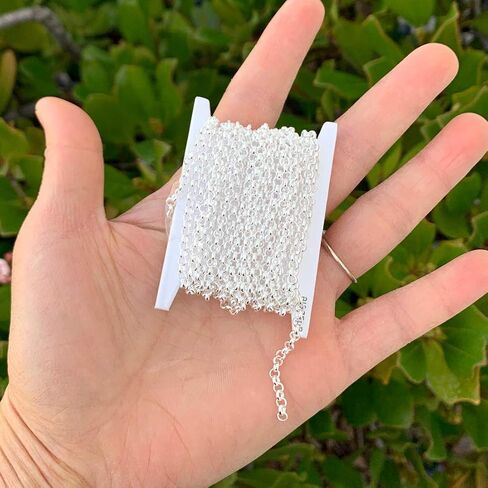 Adabele 5 Feet (60 Inch) Authentic 925 Sterling Silver Unfinished 2mm (0.08 Inch) Rolo Belcher Cable Chain Bulk For Jewelry Making Nickel Free Hypoallergenic SSK-A3 in Saudi Arabia