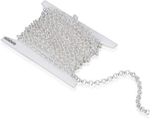Adabele 5 Feet (60 Inch) Authentic 925 Sterling Silver Unfinished 2mm (0.08 Inch) Rolo Belcher Cable Chain Bulk For Jewelry Making Nickel Free Hypoallergenic SSK-A3 in Saudi Arabia