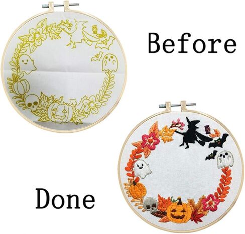 Nuberlic التطريز عدة عبر الابره مجموعات للمبتدئين الجمجمة مع نمط الزهور DIY مجموعة التطريز للبالغين تشمل التطريز النسيج التطريز المواضيع والإبر in Kuwait