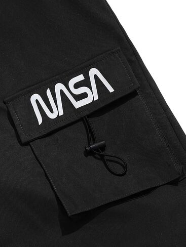بنطال كارجو رجالي من ZAFUL بأحرف NASA ورباط متعدد الجيوب وأقدام شعاعية in Saudi Arabia