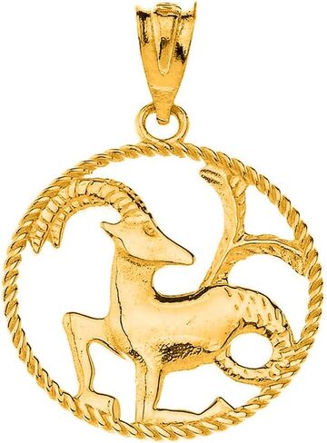 Certified 10k Yellow Gold Round Zodiac Sign Horoscope Constellation Rope-Style Charm Pendant in Saudi Arabia