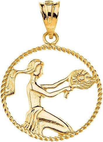 Certified 10k Yellow Gold Round Zodiac Sign Horoscope Constellation Rope-Style Charm Pendant in Saudi Arabia